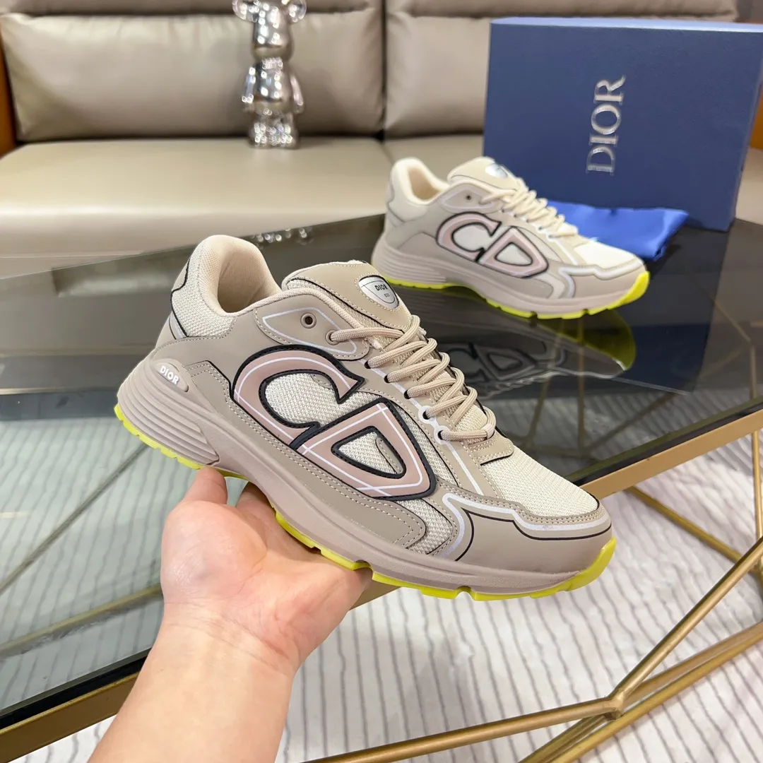 Men's Shoes💰P460💰【DIOR】Dior's new B30 low-top sneakers✅ are carefully made of gray mesh fabric and white technical fabric, decorated with reflective "CD30" graphic logo, and "DIO~B30" and "CD30" logos on the heel and tongue. An extra-light, sculpted rubber sole with signature accents adds style, while internal stretch details create ideal comfort. It can be matched with various casual styles to show a fashionable and modern sports style. Code number: 38-44 (45 can be customized)